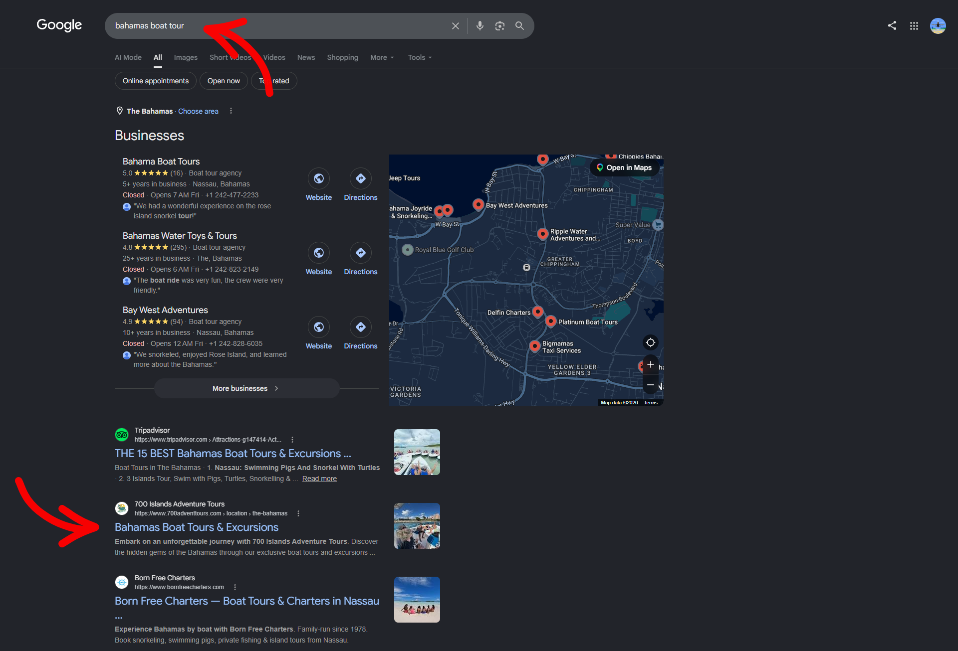 700 Islands Adventure Tours, write to number one on Google search